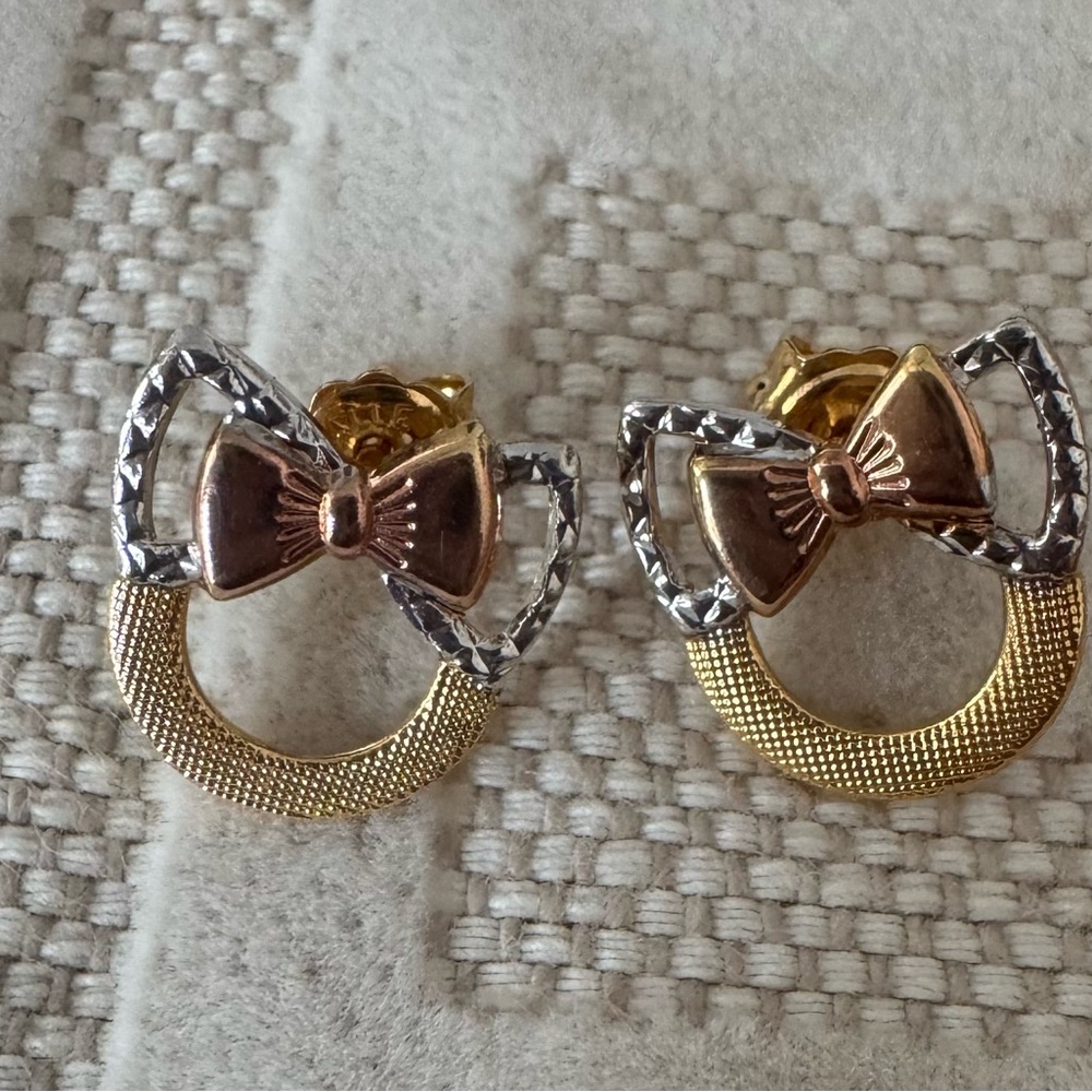 Elegant Gold and Silver Bow Earrings